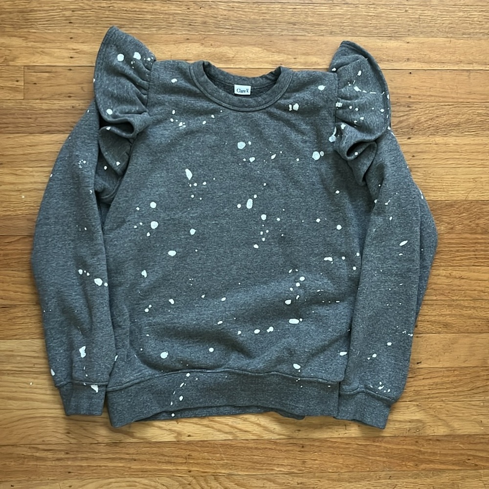 Clare V Gray Sweatshirt with White Splatter
